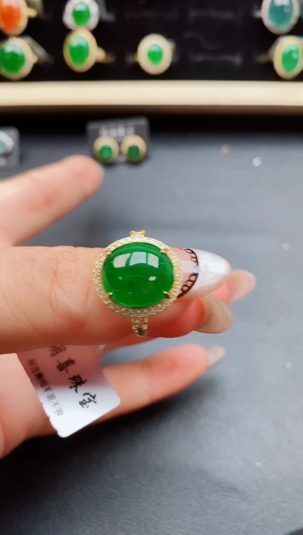 翡翠戒指银S925镶嵌8508500