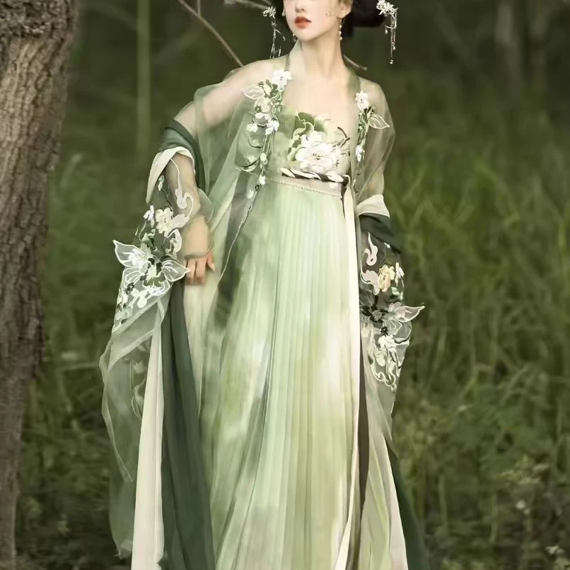 新款【青瑶】唐制原创汉服重工刺绣齐胸诃子裙大袖衫超仙日常春夏