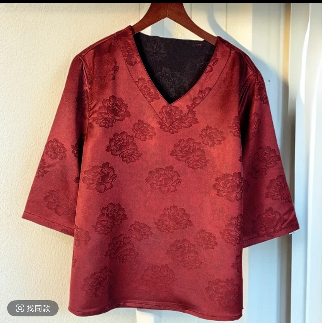 112新款V领双面双穿复古上衣