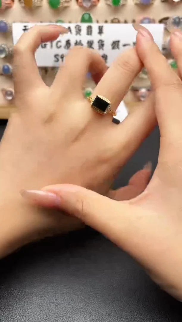 银S925镶嵌戒指翡翠一物一证一礼盒