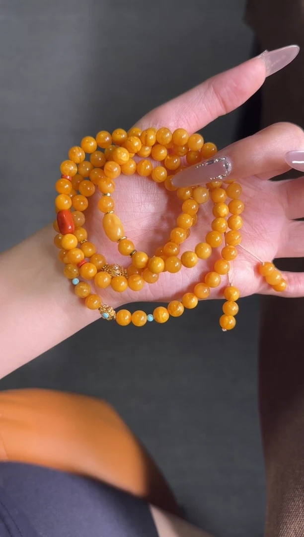 天然辰砂蜜蜡手链