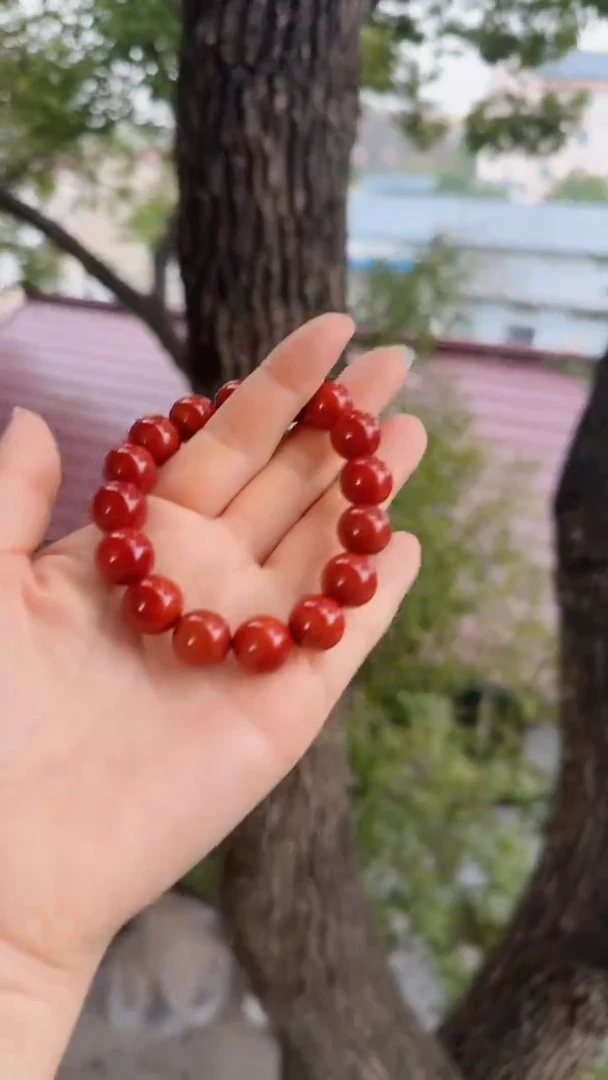 未镶嵌多样性发一件南红玛瑙【高货】牛血红13mm保山圆珠单圈