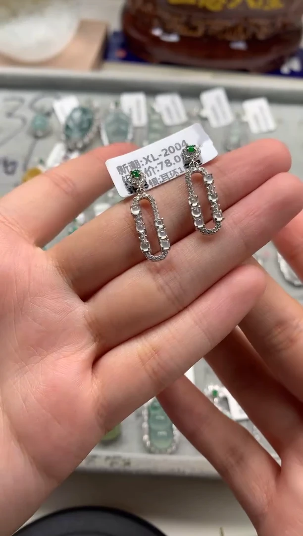 银S925镶嵌戒指翡翠耳饰5