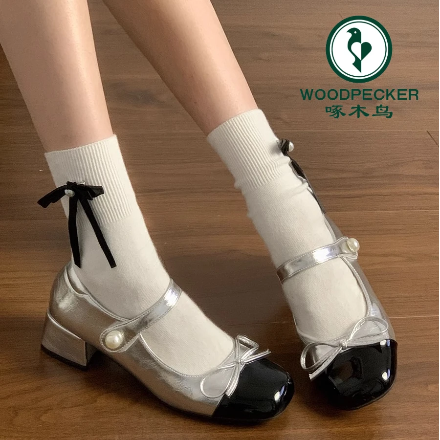 啄木鸟小香风浅口玛丽珍单鞋女2025新款百搭法式晚风仙女小皮鞋