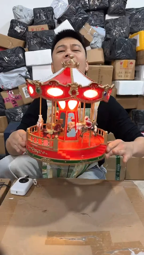 瓷片原盒旋转木马摆件 要有开箱视频 不退不换