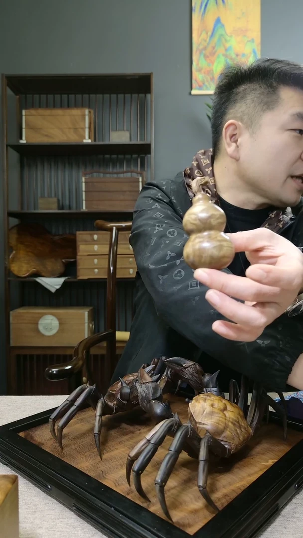 金丝楠金丝楠木枯木花纹葫芦把件