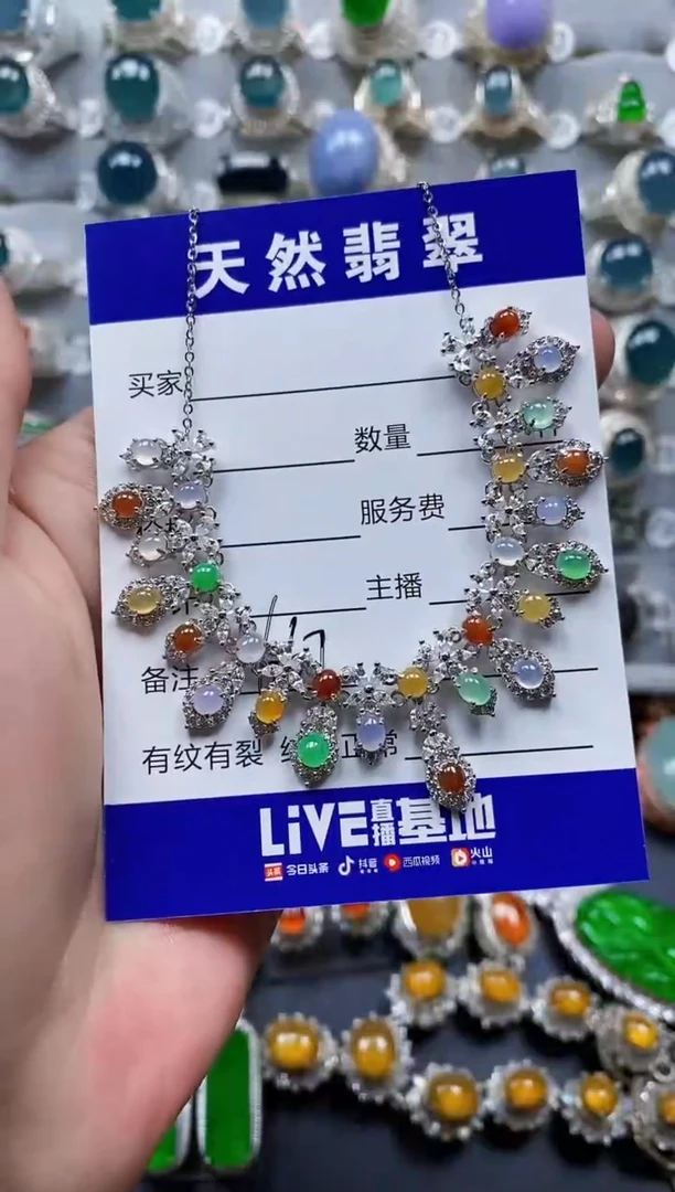 翡翠银S925镶嵌颈饰0667