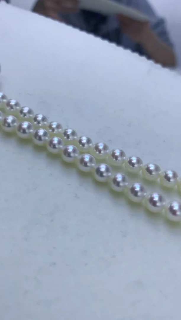 银S925镶嵌DA海水珍珠 GD022 akoya串链6-6.5MM带昭和证书