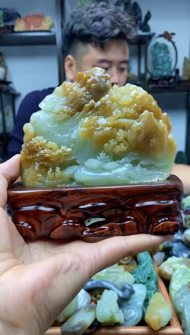 和田玉未镶嵌摆件叶**人1