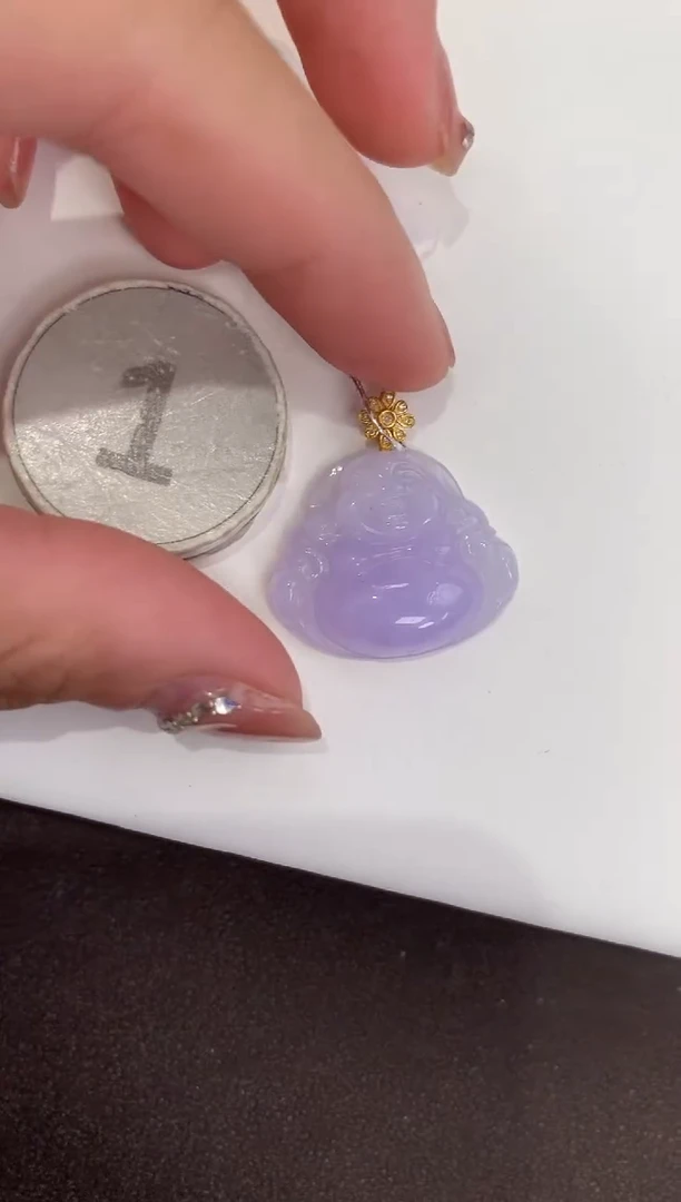 颈饰18K金镶嵌翡翠天然缅甸a货翡翠