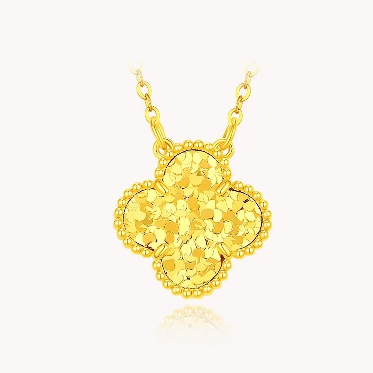 吊坠925银 碎冰冰四叶草项链气质时尚轻奢金色女士精致女款百搭