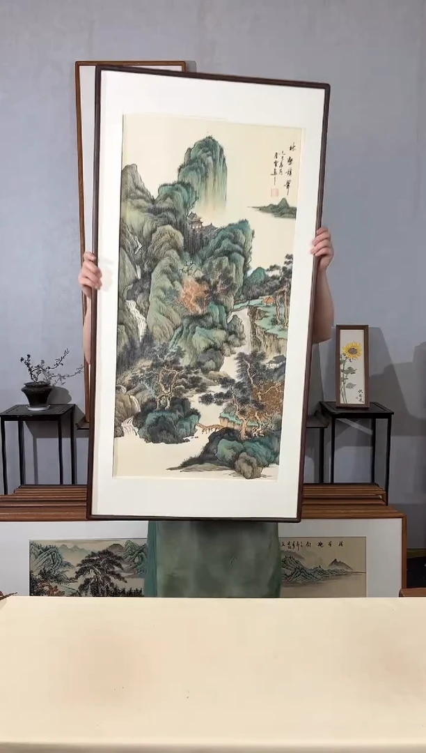 国画手绘*林壑积翠*62*122cm带框发货