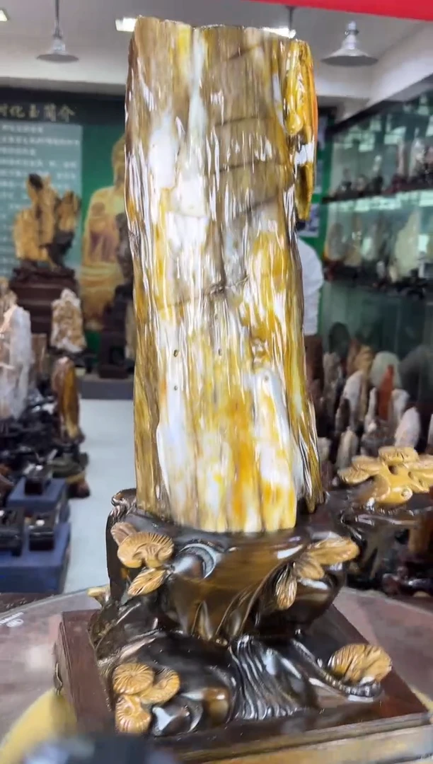 缅甸天然树化玉摆件