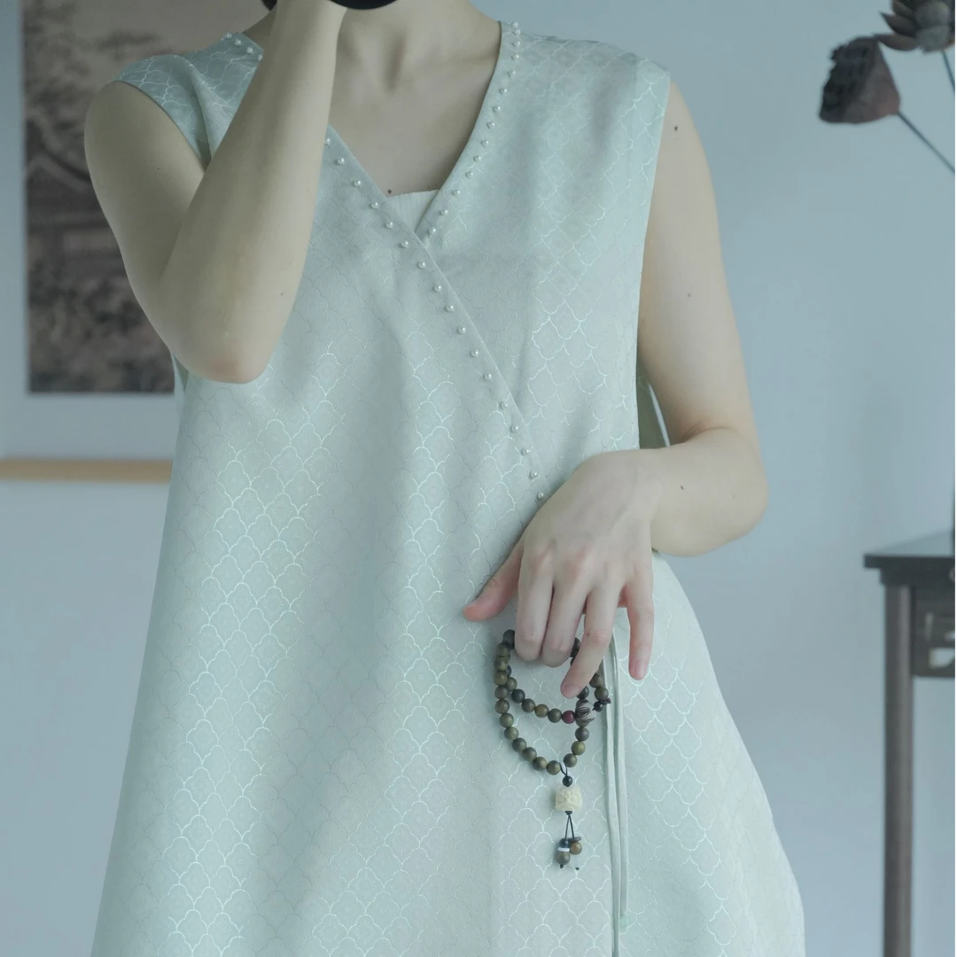 『花如锦』张林根正绢彩通新中式手工高定中国风新款显瘦马甲套装
