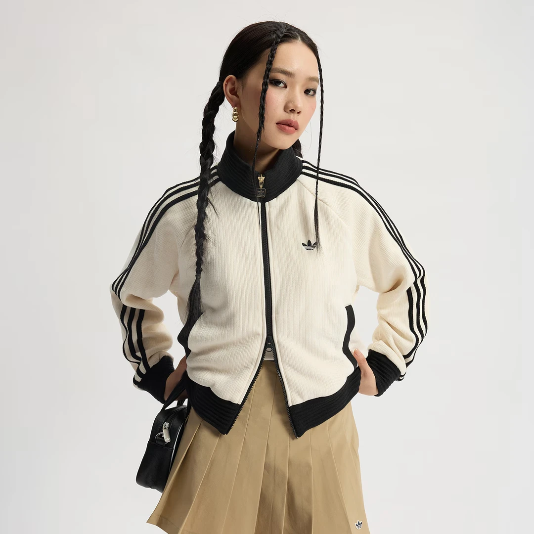 adidas/三叶草撞色复古立领运动宽松薄外套 JN0722