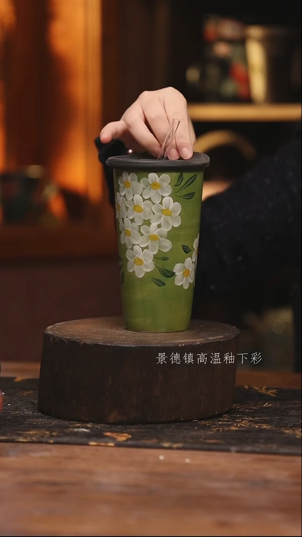 陶瓷景德镇高温釉下手绘陶瓷@L107@