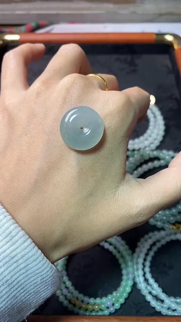 未镶嵌定制翡翠糯冰平安扣卡19.5,7.8