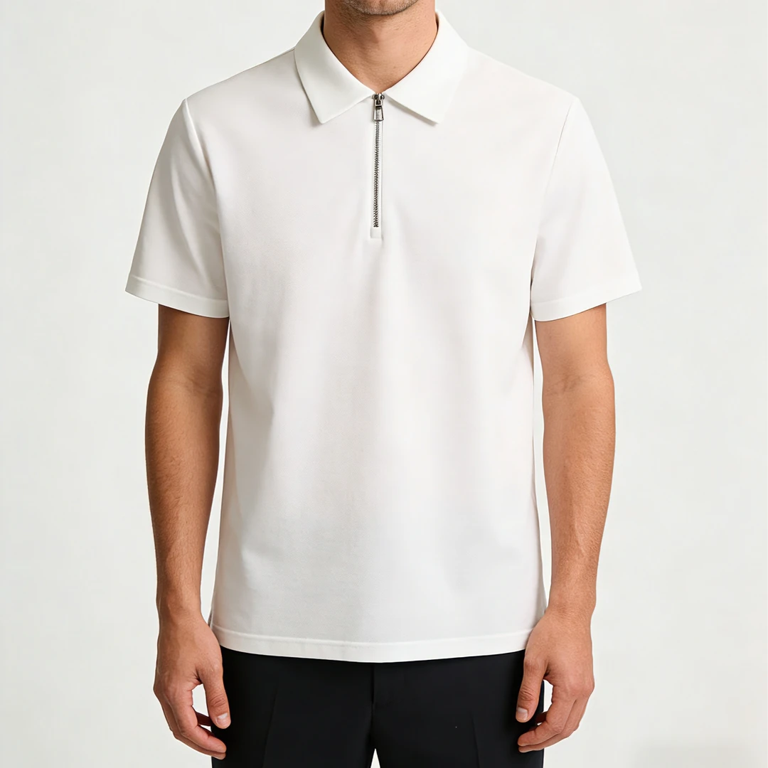 GUOGIEE/古玑【拉链款】夏季免熨烫抗皱Polo衫男士短袖休闲男士翻领