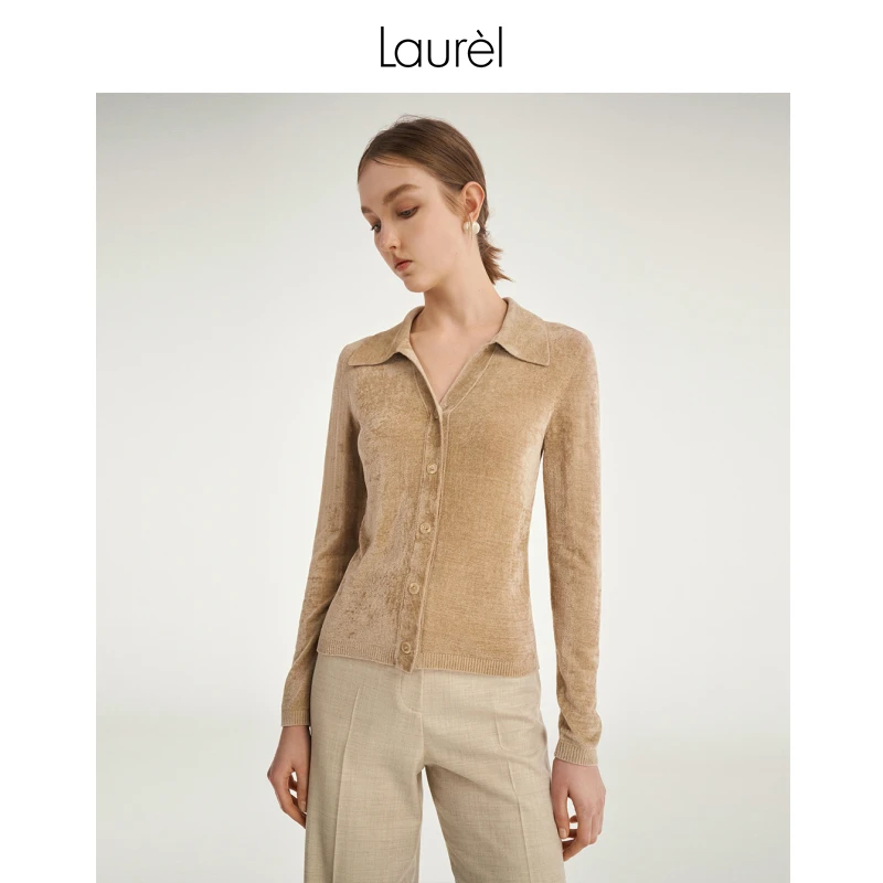 【粉丝专享】Laurel简约卡其色POLO针织衫LWL343M09000