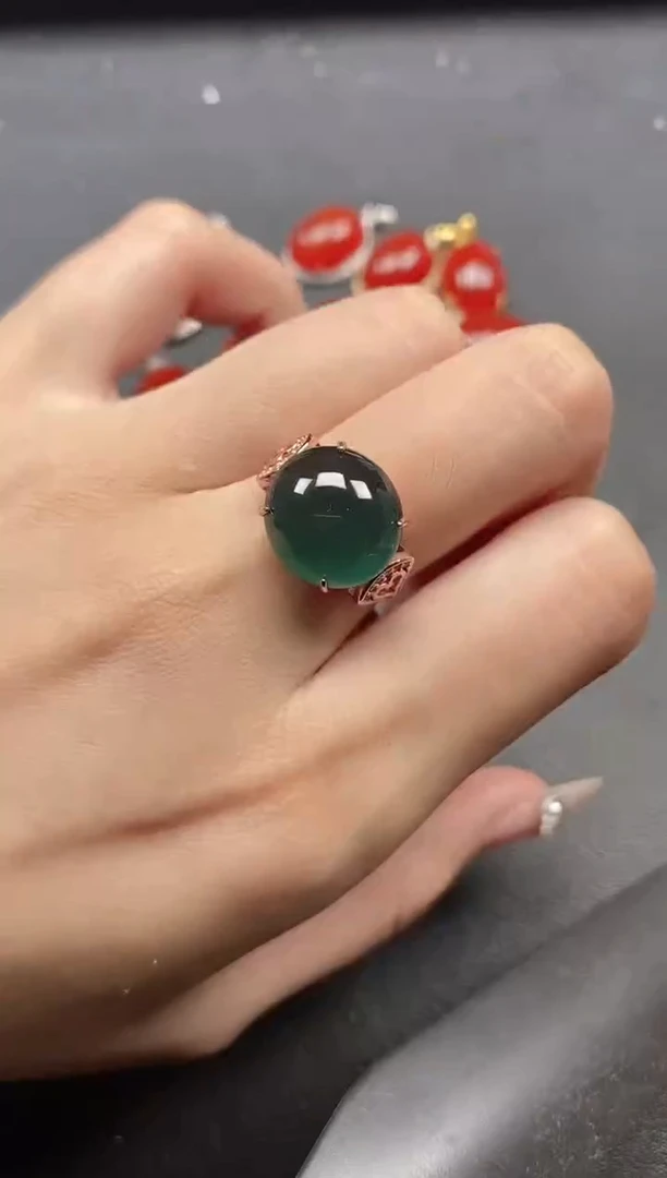 银S925镶嵌戒指翡翠5161