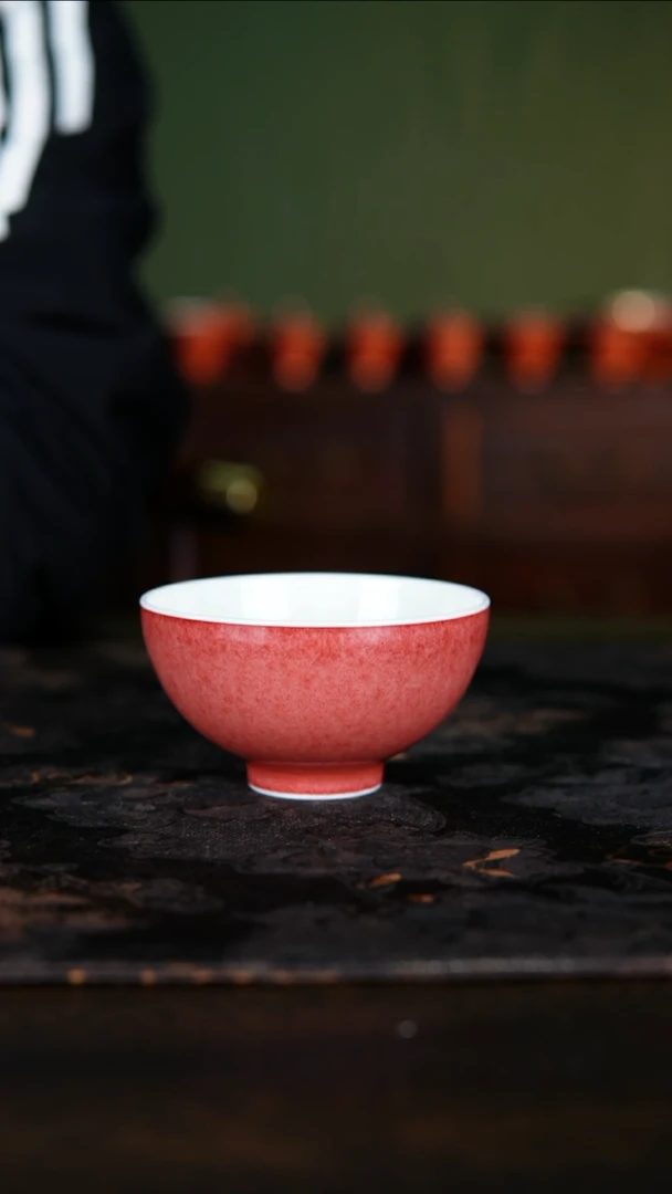 杯子白泥景德镇纯手工陶瓷豇豆红