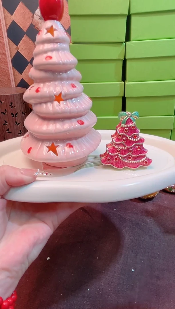 锌合金珐琅首饰盒默认微瑕拆盒不退～圣诞树组合