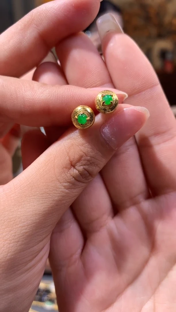 吊坠(不含链)银S925镶嵌翡翠耳饰