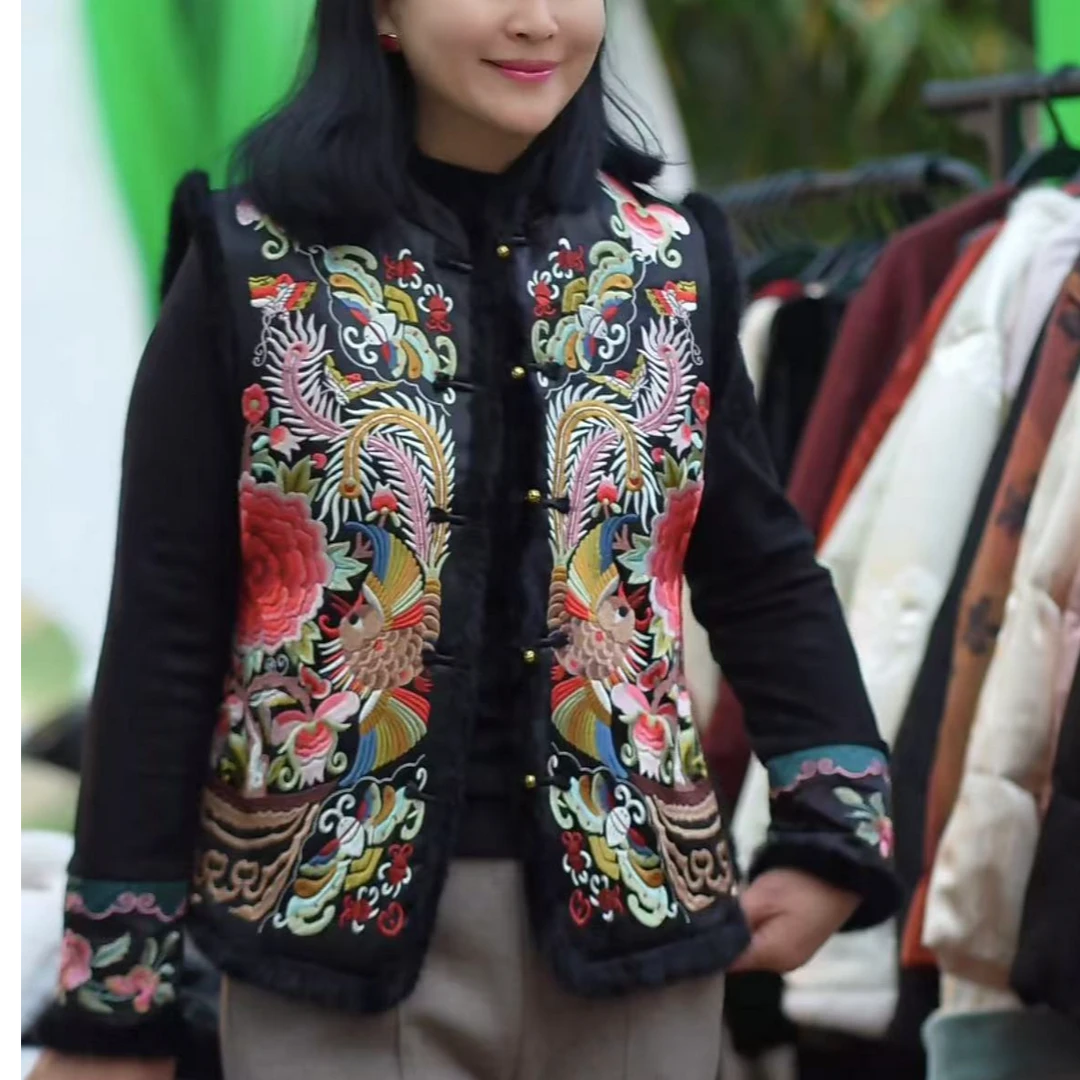 【如画】新中式国风重工绣花毛边马甲