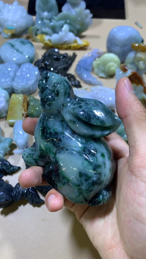 未镶嵌挂件翡翠猫*翡翠摆件