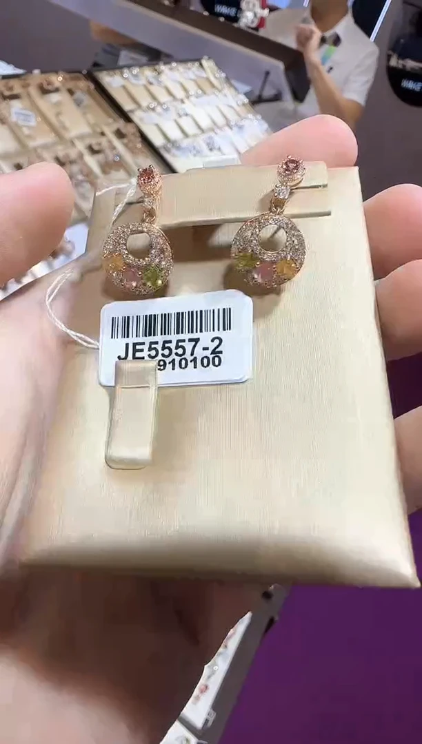 银S925镶嵌耳饰碧玺10mm设计款多样性发一件