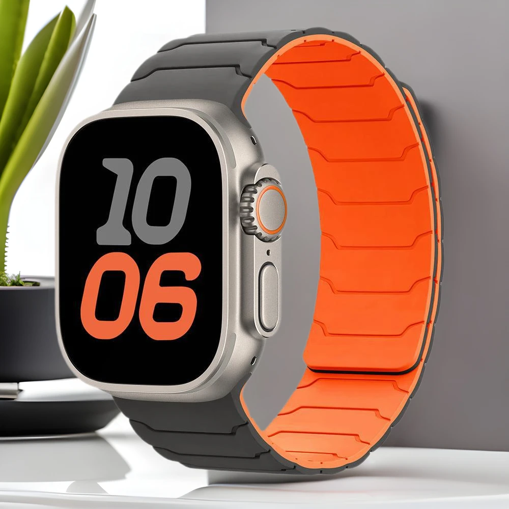 磁吸表带适用苹果手表AppleWatch9/S10硅胶表带iwatchs10手表带49