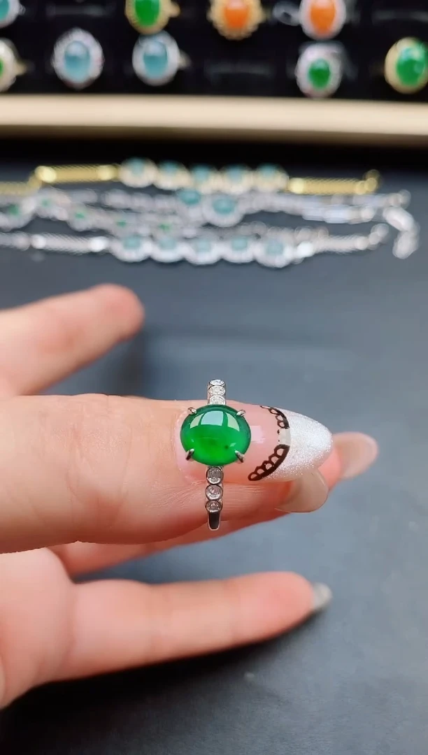 翡翠戒指银S925镶嵌5080550