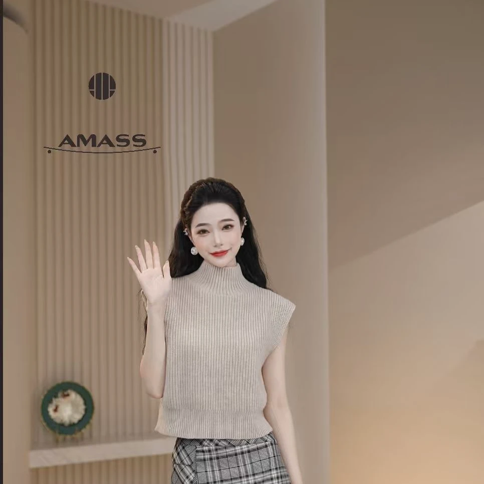 AMASS/阿玛施新款时尚造型套头针织马甲造型背心5399553