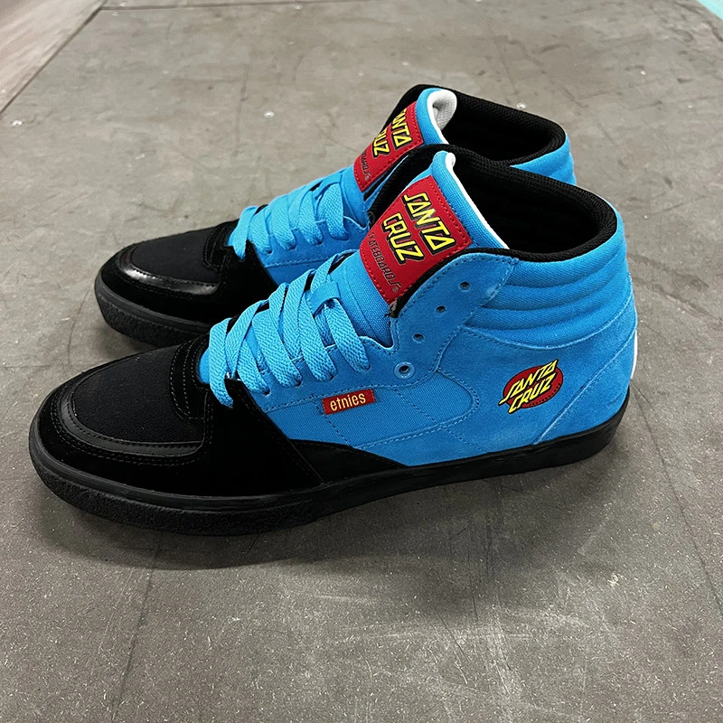 新款etnies滑板鞋大底翻毛皮系带耐磨滑板鞋复古面包鞋硫化底黑色