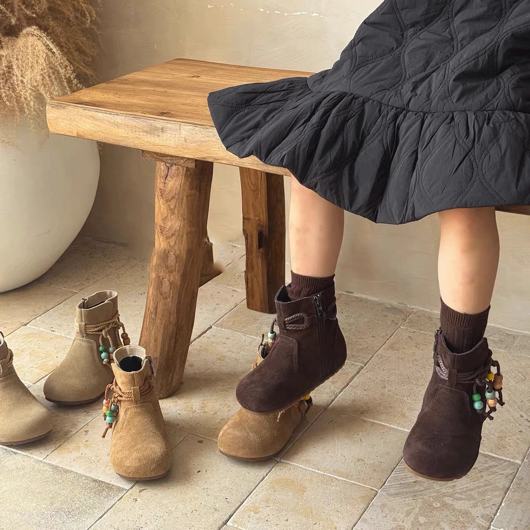 女童勃肯靴真皮2025秋冬新款儿童复古民族风单靴低筒短靴韩版时尚