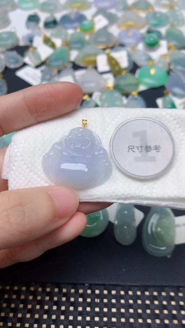 颈饰18K金镶嵌翡翠天然缅甸A货翡翠