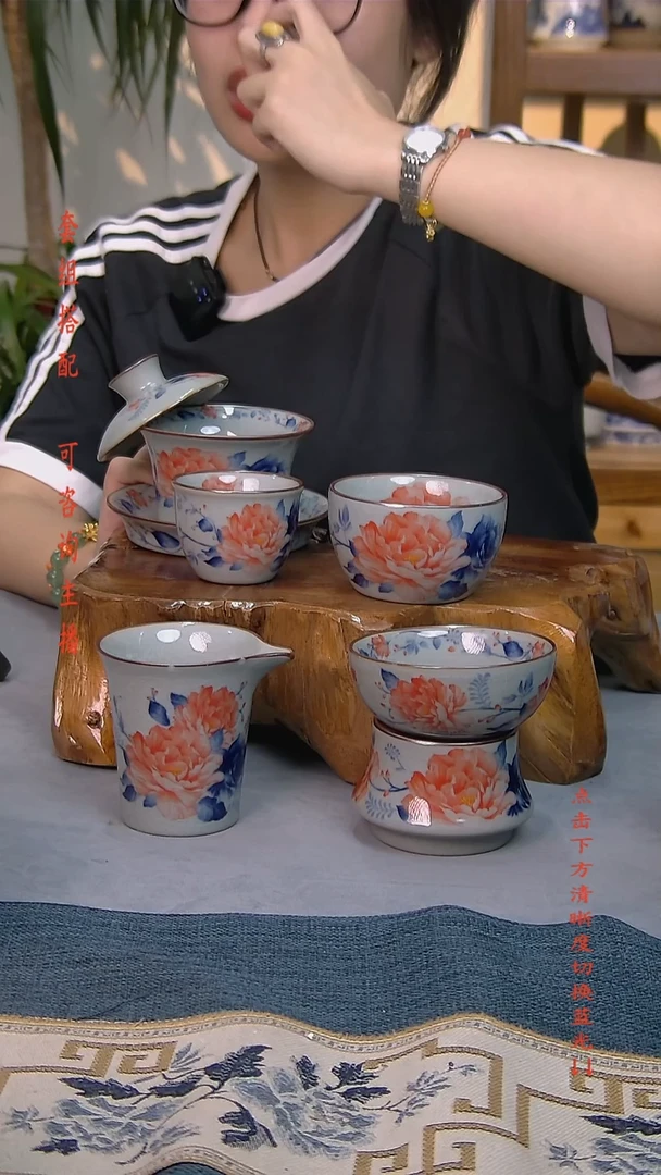 简装家用款5件套 老陶泥开片纹陶瓷茶具