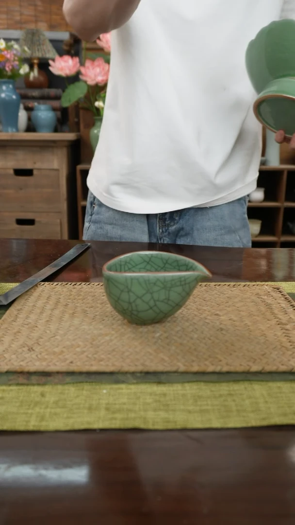 陶瓷一件包邮梅子青鹰嘴公道杯