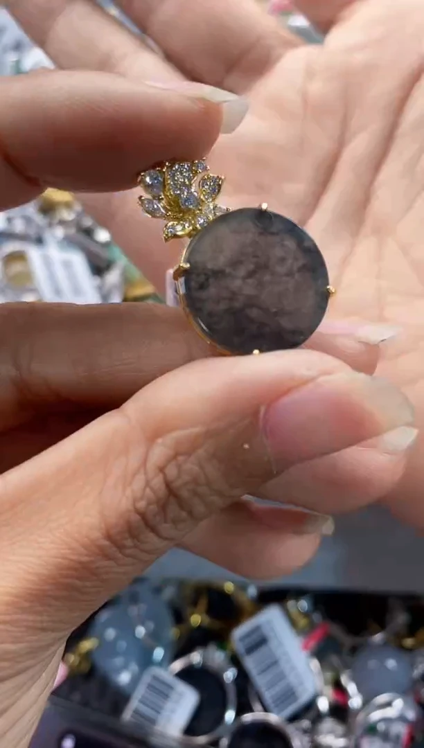 银S925镶嵌戒指翡翠888---3