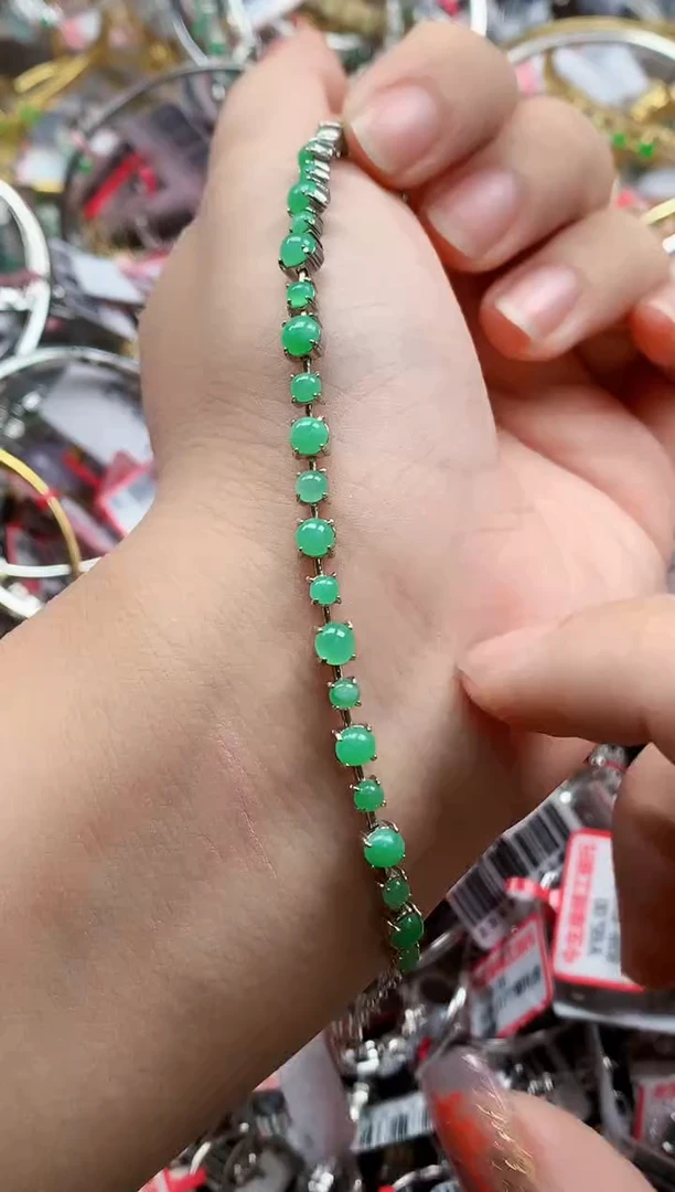 银S925镶嵌戒指翡翠天然A货缅甸翡翠