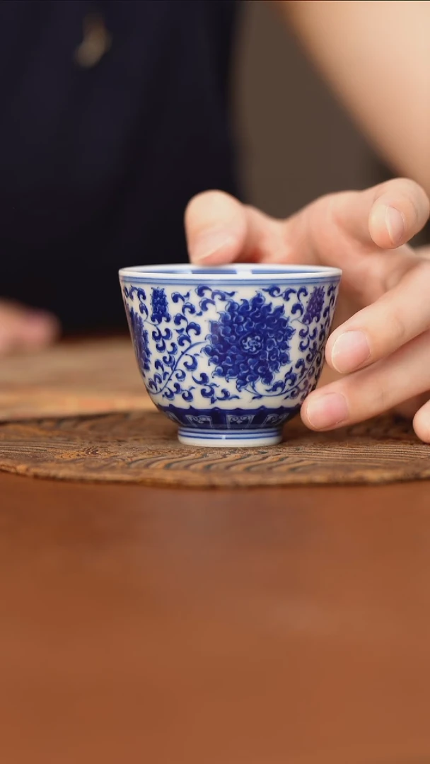 杯木*看山柴窑青花缠枝