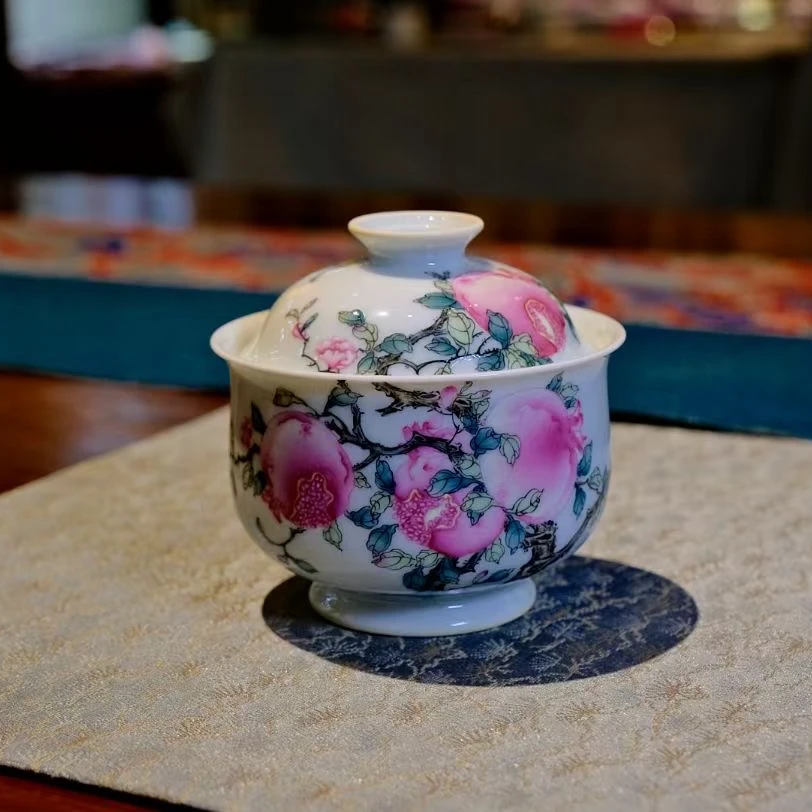 灵源山房-灵玺贡坊 寿桃盖碗