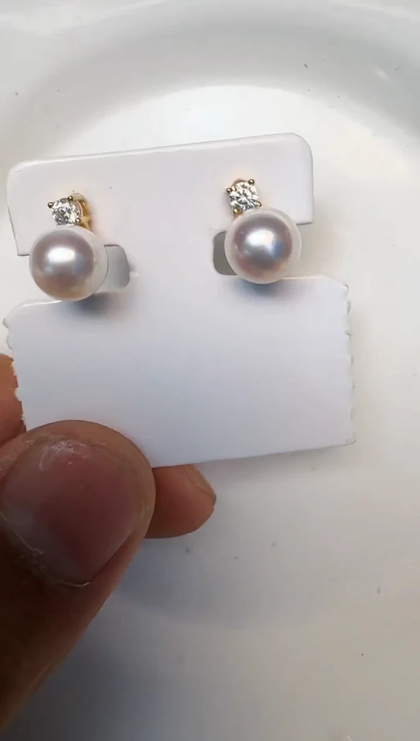银S925镶嵌海水珍珠耳饰耳钉