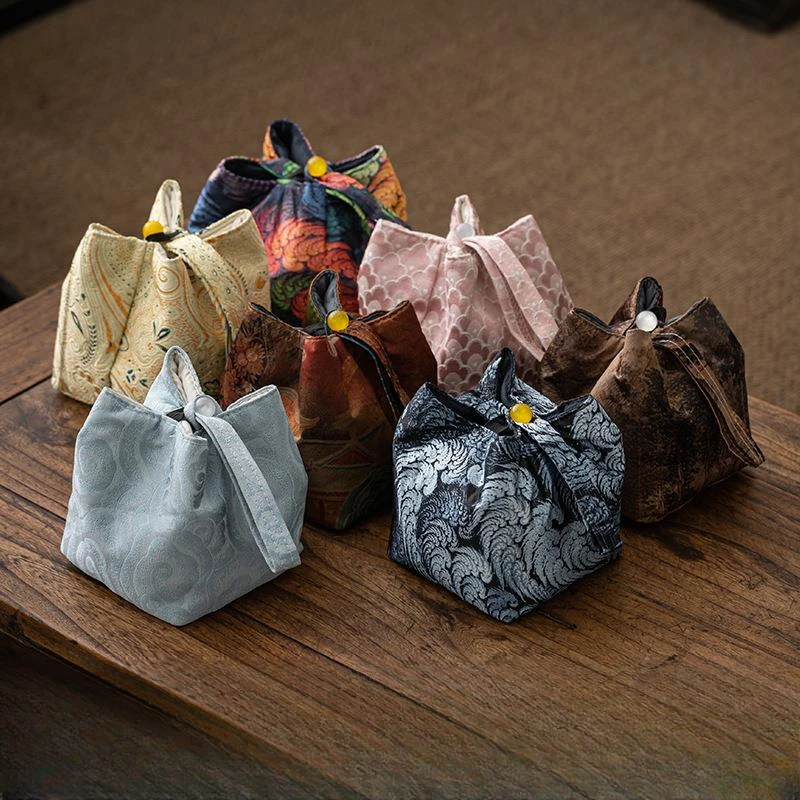 手工织锦杯袋加厚防摔 单个主人杯布袋日式便携收纳袋茶杯旅行包