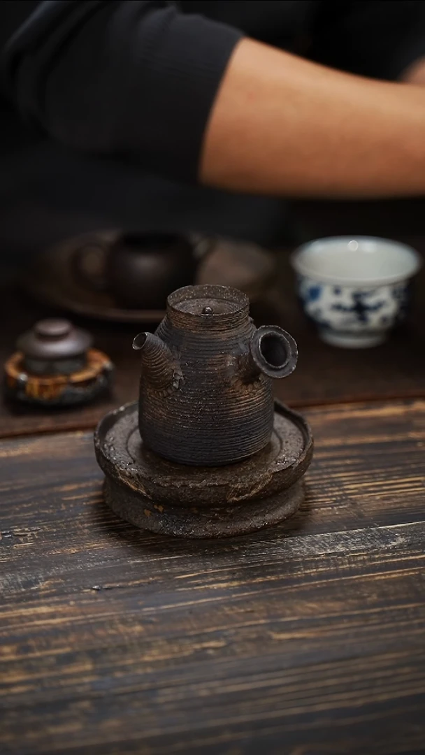 全手工制作  南蛮 侧把壶