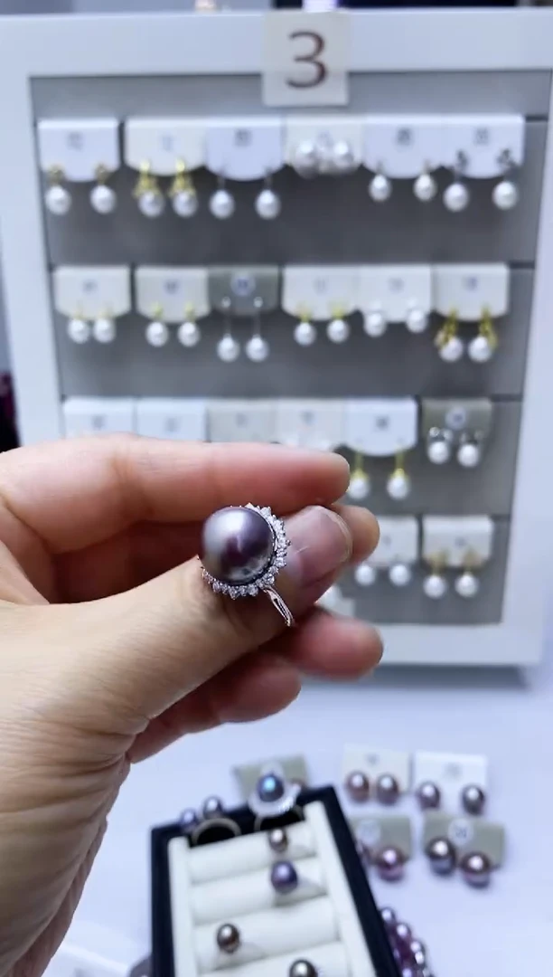 【闪购商品】淡水珍珠耳饰银S925镶嵌戒指