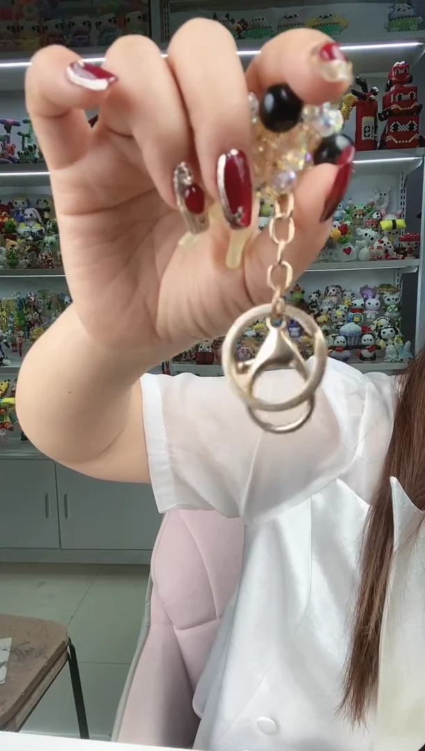 玻璃0734金色钥匙扣20个