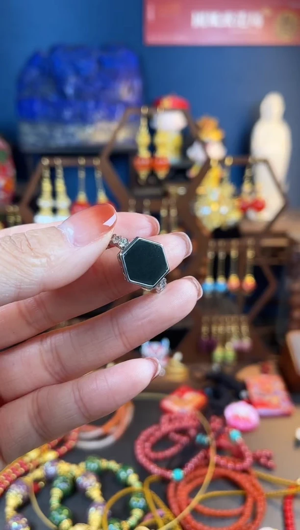 【闪购商品】和田玉戒指银S925镶嵌戒指