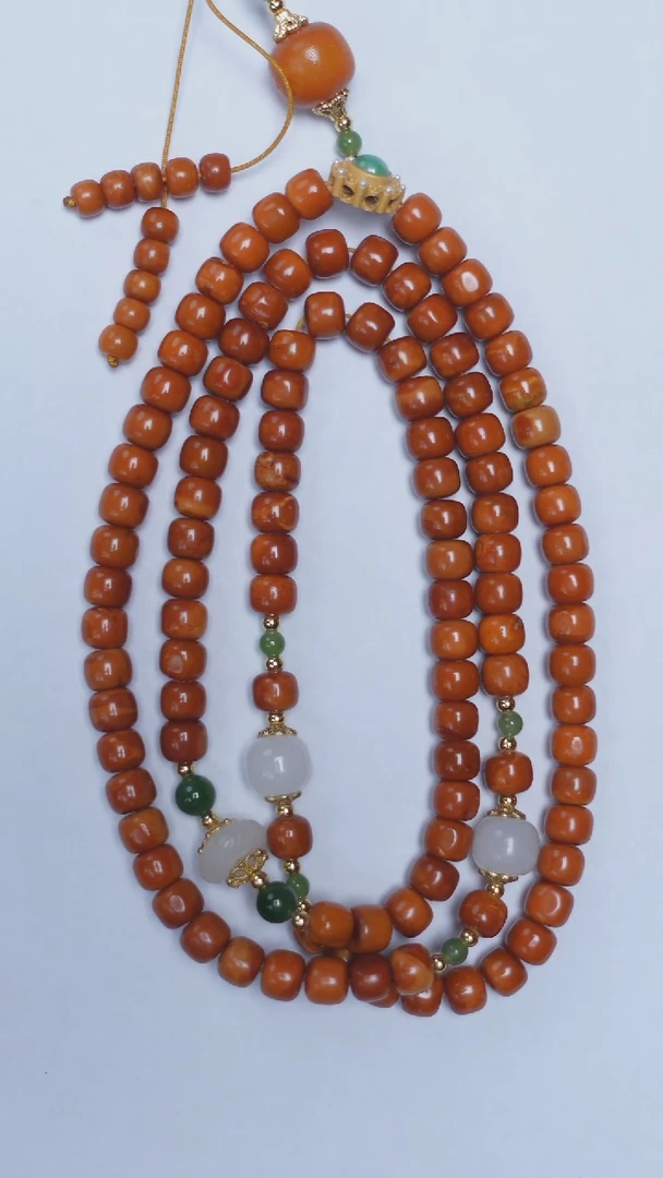 未镶嵌颈饰琥珀老蜡老型108项链7mm