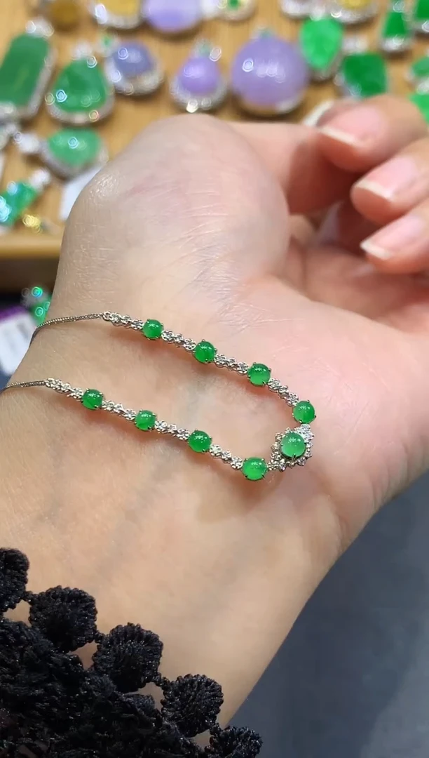 【闪购商品】翡翠项链18K金镶嵌L0874送金百搭扣头